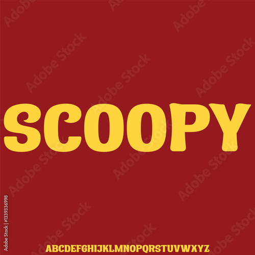 Bold rounded retro style alphabet display font vector. Groovy typeface