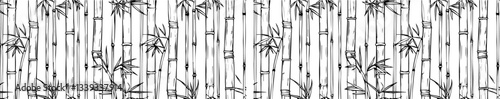 bamboo stalks seamless vertical pattern in hand drawn style