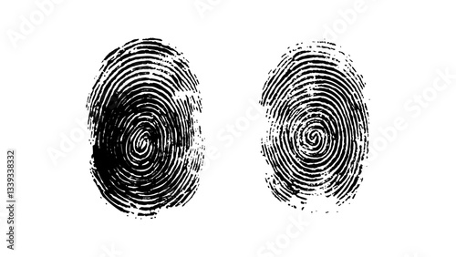 Fingerprint isolated on transparent background. Vector black fingerprint on white Transparent background.	Detailed fingerprint on grunge background symbolizing identity verification. Vector black. 