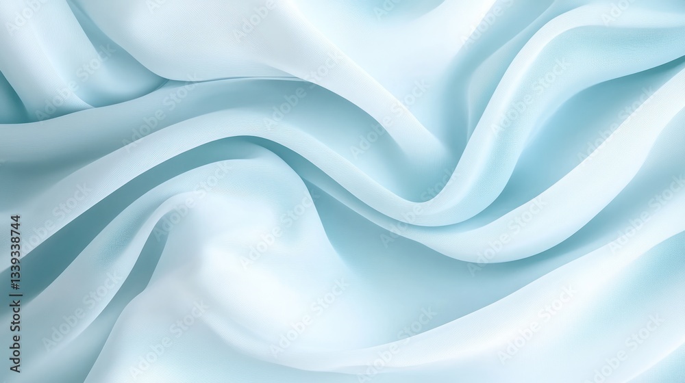 Fototapeta premium Soft Blue Silk Drapery: Elegant and Serene Fabric Texture