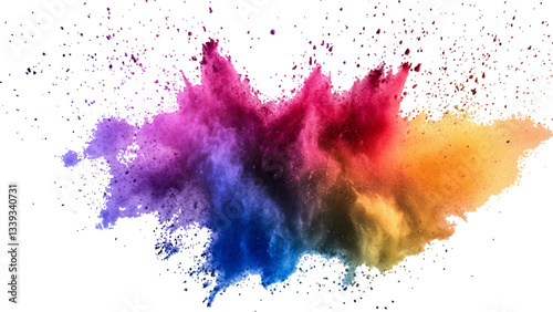 Wallpaper Mural Colorful holi powder on white background. Colorful vibrant rainbow holi paint color powder explosion with bright colors isolated white background. colorful mixed rainbow powder explosion Torontodigital.ca