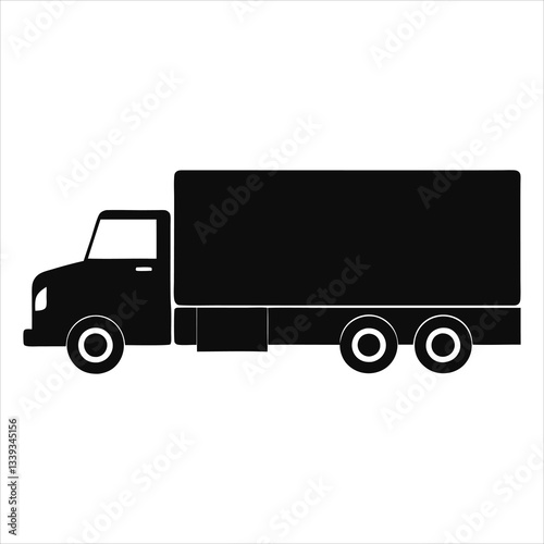 Large Cargo Truck Silhouette Vector Art