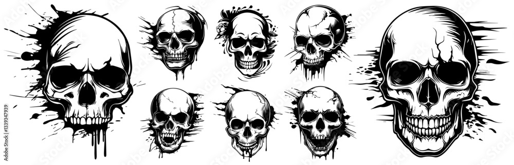 zombie skulls with grotesque expressions and horror vibes zombie skulls with grotesque expressions and horror vibes