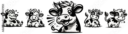 fun cartoon cow face with cheerful expression