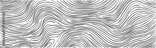abstract wavy contour lines creating topographic seamless pattern in hand drawn black and white style