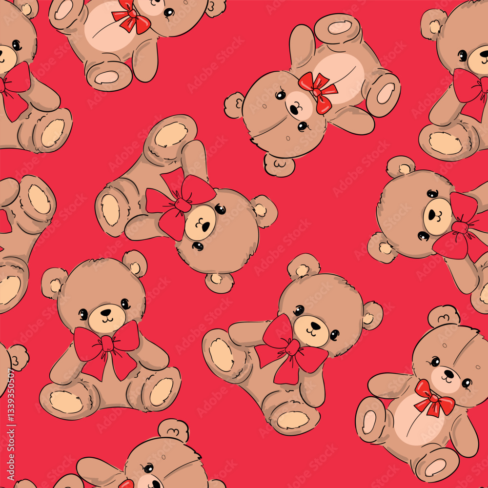 Cute Teddy Bear pattern seamless, vector illustration Hand Drawn Cute print design for kids, newborn, nursery Cute Teddy Bear pattern seamless, vector illustration Hand Drawn Cute print design for kids, newborn, nursery