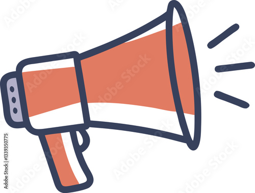 Web"Bold Orange and White Megaphone Icon for Announcements and Promotions"