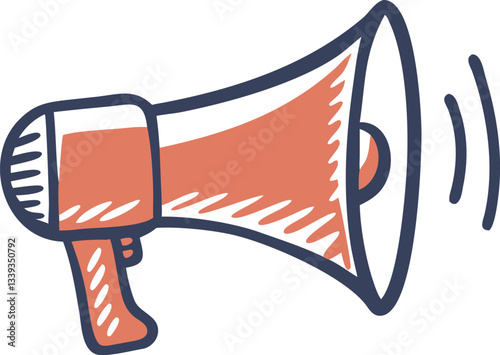 Web"Bold Orange and White Megaphone Icon for Announcements and Promotions"