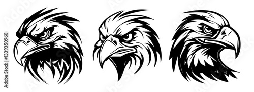agle head black vector outline drawing laser cutting engraving