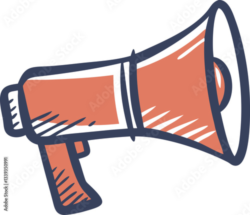 Web"Bold Orange and White Megaphone Icon for Announcements and Promotions"