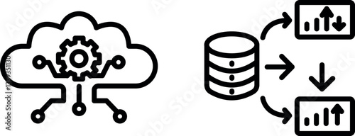 "AI Data Processing Icon – Artificial Intelligence and Data Analysis Symbol in Vector Style"