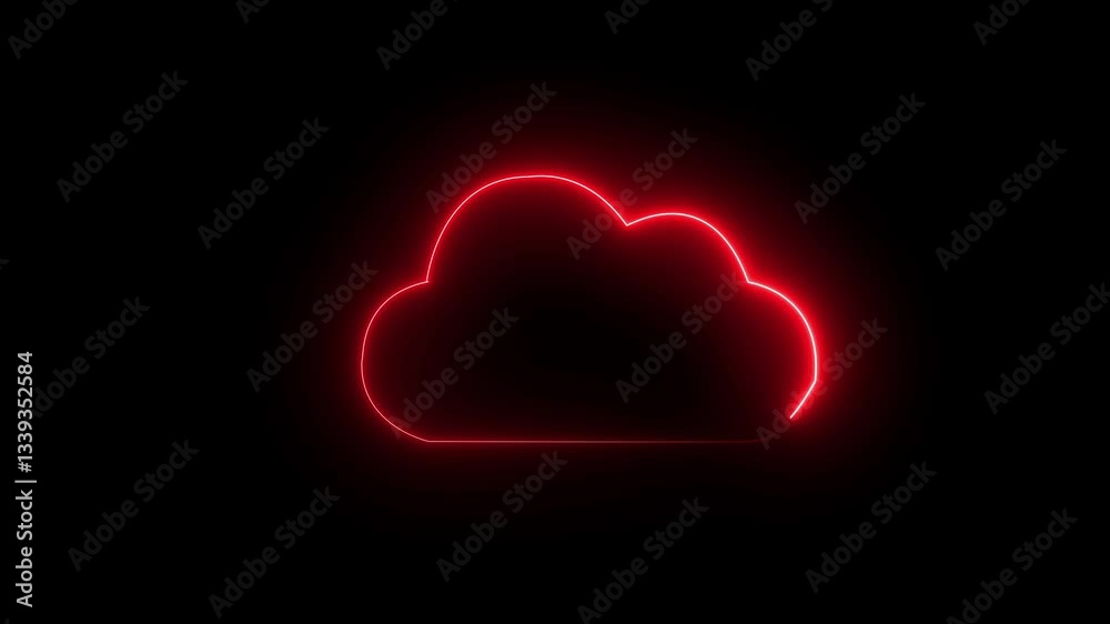 neon cloud storage network conception from a plurality of hosts and communications Weather Cloud icon animation degree of Fahrenheit, neon glow line and different weather conditions are revealing