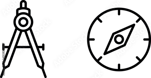 "Compass Icon – Navigation and Directional Guidance Symbol in Vector Style"
