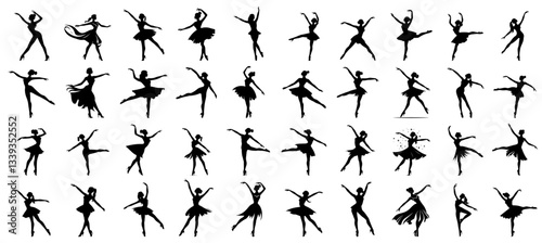 ballet dancer silhouettes in various poses