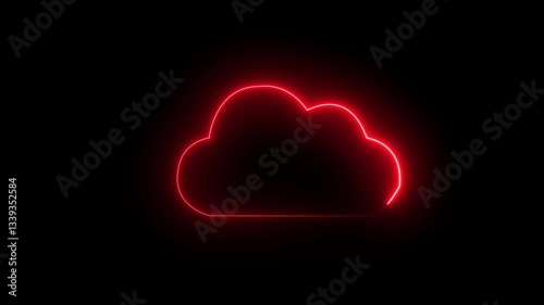 neon cloud storage network conception from a plurality of hosts and communications Weather Cloud icon animation degree of Fahrenheit, neon glow line and different weather conditions are revealing