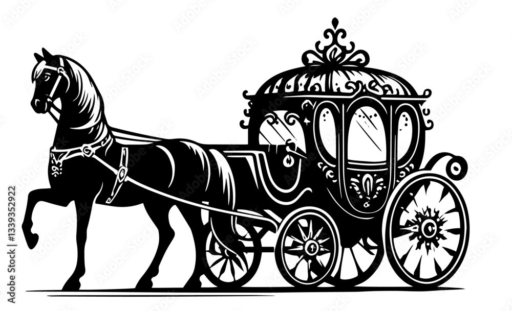 Fototapeta premium ornate horse-drawn carriage illustration