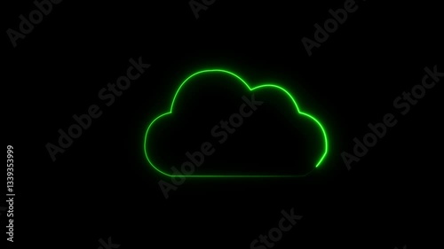 neon cloud storage network conception from a plurality of hosts and communications Weather Cloud icon animation degree of Fahrenheit, neon glow line and different weather conditions are revealing