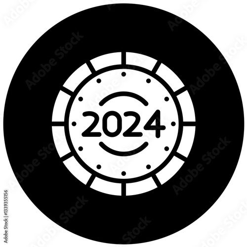 Vector Design New Year Clock Icon Style