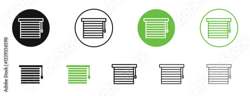 Blinds icons in black and green colors. vector pack