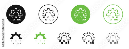 Digital transformation icons in black and green colors. vector pack