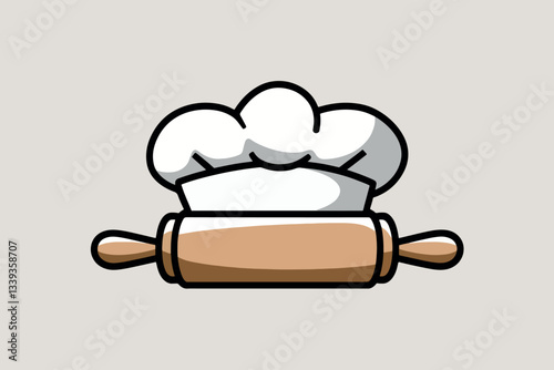 Baker's hat and rolling pin, cooking concept