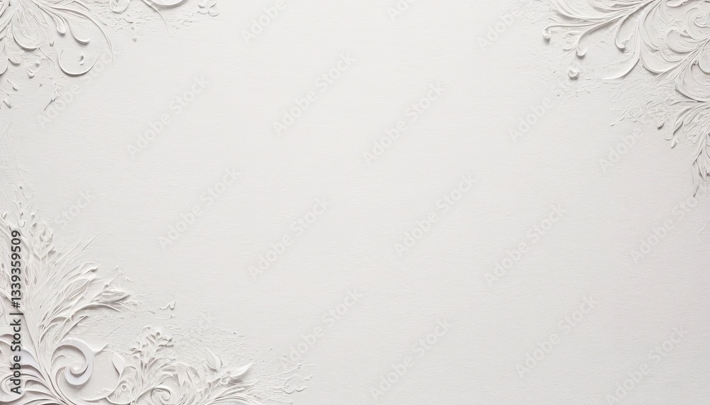 Obraz premium Elegant White Floral Corner Design on Textured Background with Copy Space