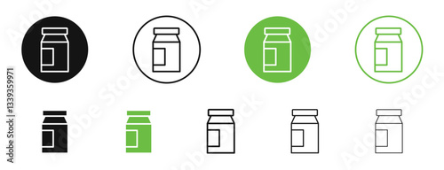 Jar icons in black and green colors. vector pack