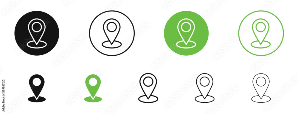 Land layer location icons in black and green colors. vector pack Land layer location icons in black and green colors. vector pack