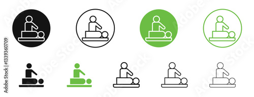 Massage icons in black and green colors. vector pack