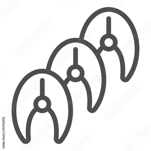 Pieces of fish fillet line icon, fishery cooking concept. Vector graphics. Fresh fish sign on white background, outline style icon for mobile or web design.