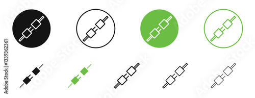 Plug connection icons in black and green colors. vector pack