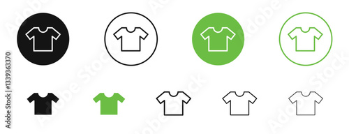Shirt icons in black and green colors. vector pack
