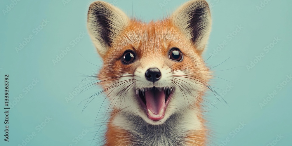 Obraz premium A charming fox beams with joy against a serene background.