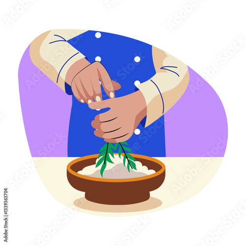 A flat style illustration of herb grinder