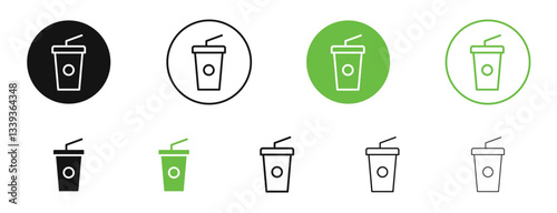 Swoosh Cup icons in black and green colors. vector pack