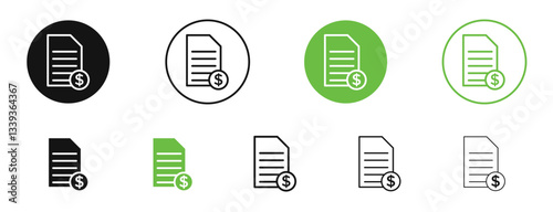 Tax icons in black and green colors. vector pack