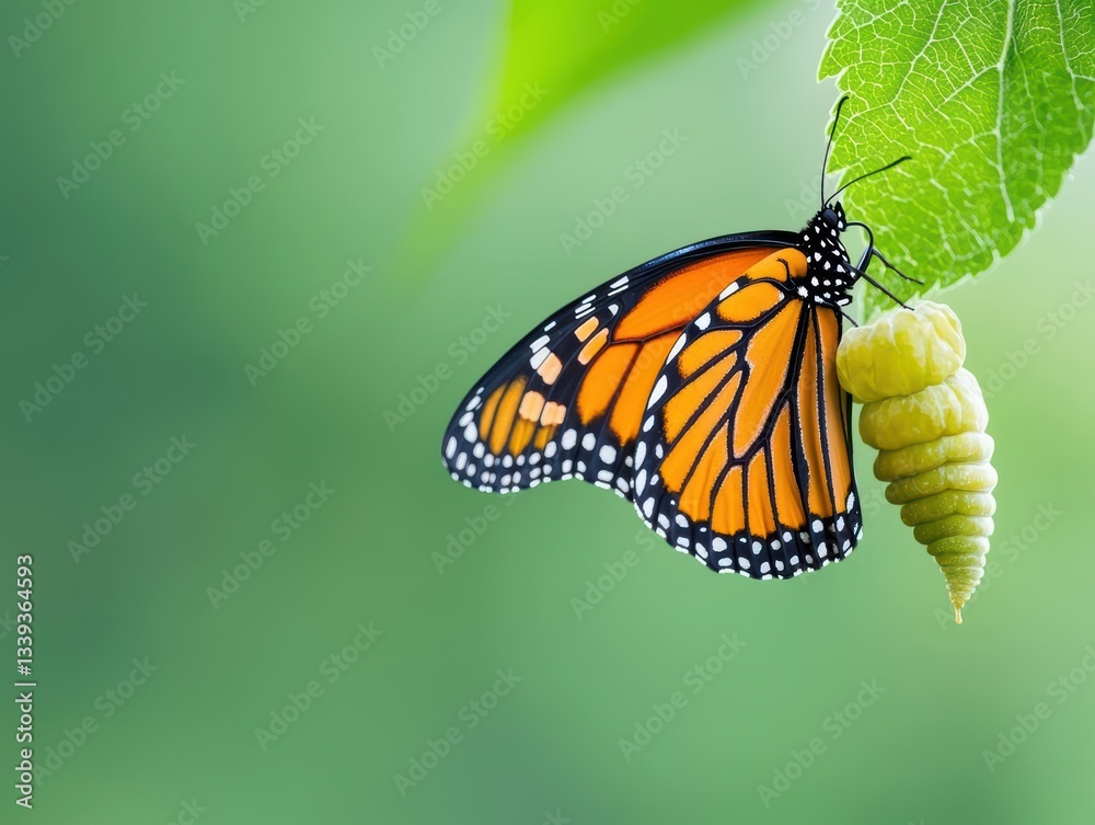 Fototapeta premium Butterfly emerging from a chrysalis, representing metamorphosis and the beauty of life cycles