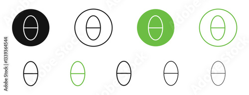 Theta icons in black and green colors. vector pack