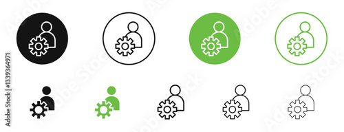 User gear icons in black and green colors. vector pack