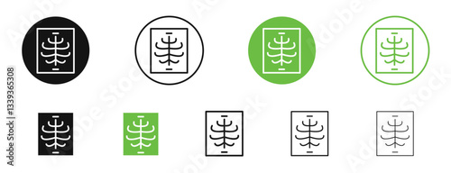 X ray icons in black and green colors. vector pack