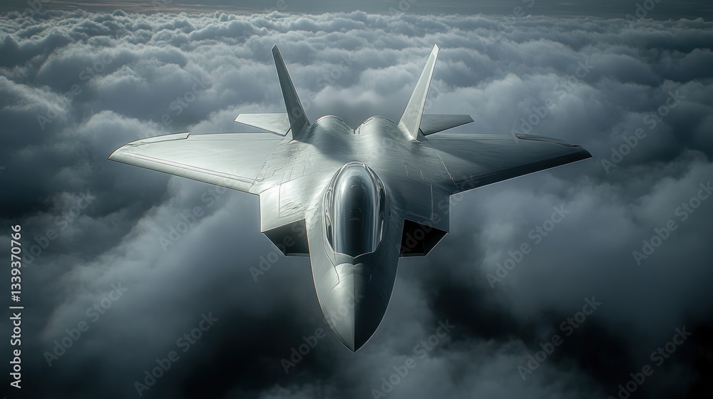 F-22 Raptor Stealth Fighter Jet Above the Clouds