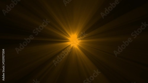 High-quality motion graphic of sun rays light effects, overlays or flare glow array isolated on black background Bright light in the of frame with light rays glistening on the outside.