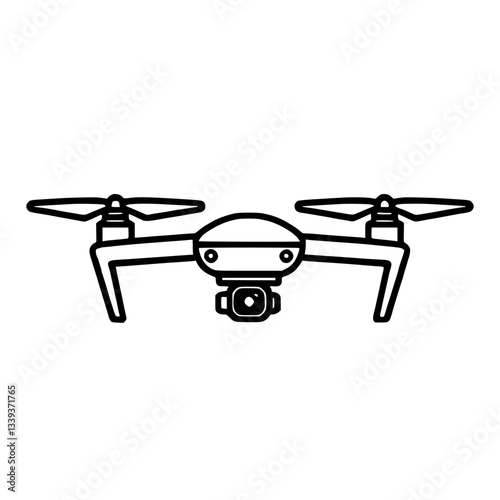 Outlined drone hovering in the air ready for flight Equipped with camera for aerial footage making it ideal for photography and videography