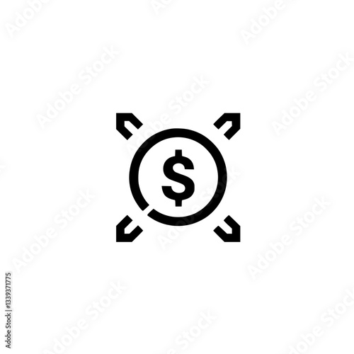 A stylized monetary representation with arrows pointing in different directions indicates value distribution and movement of funds