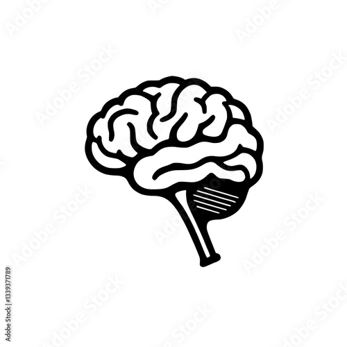 Stylized brain illustration on The visual simplicity offers broad usage with focus on cognition Ideal for creativity