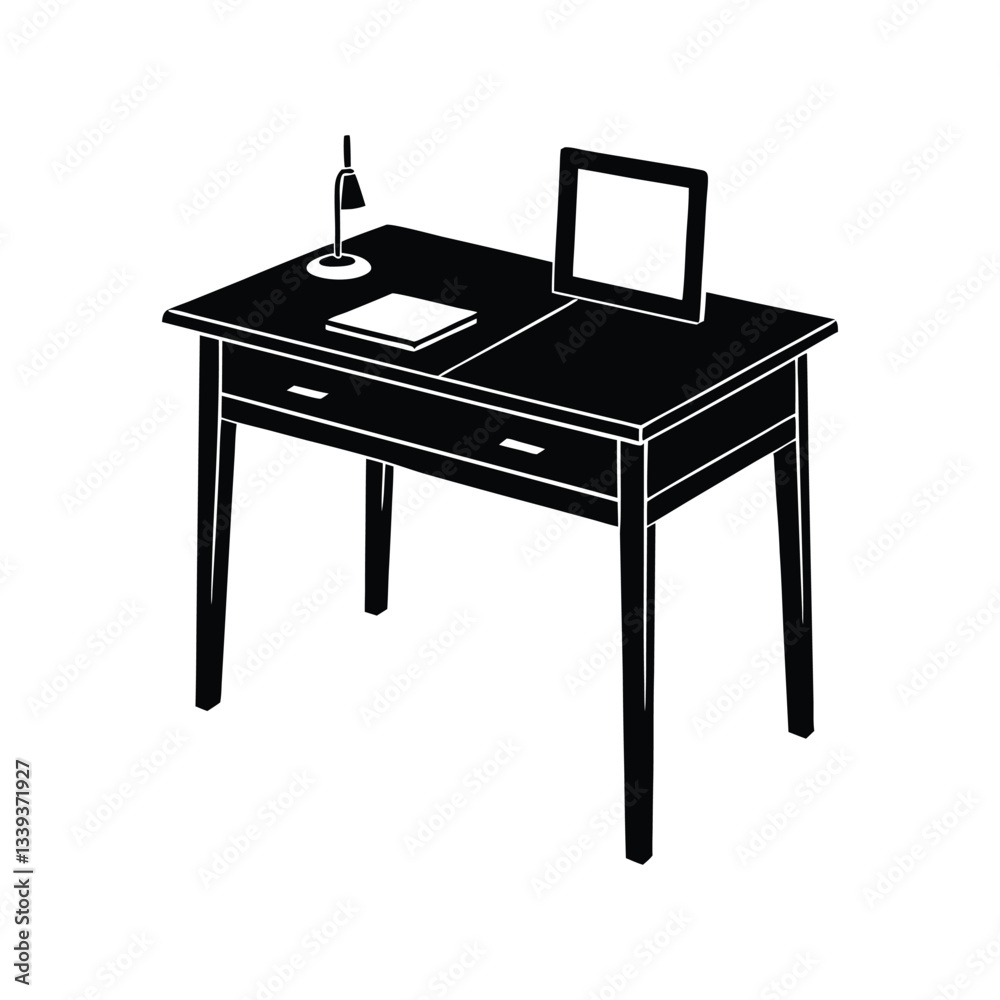 Fototapeta premium Desk silhouette vector art illustration