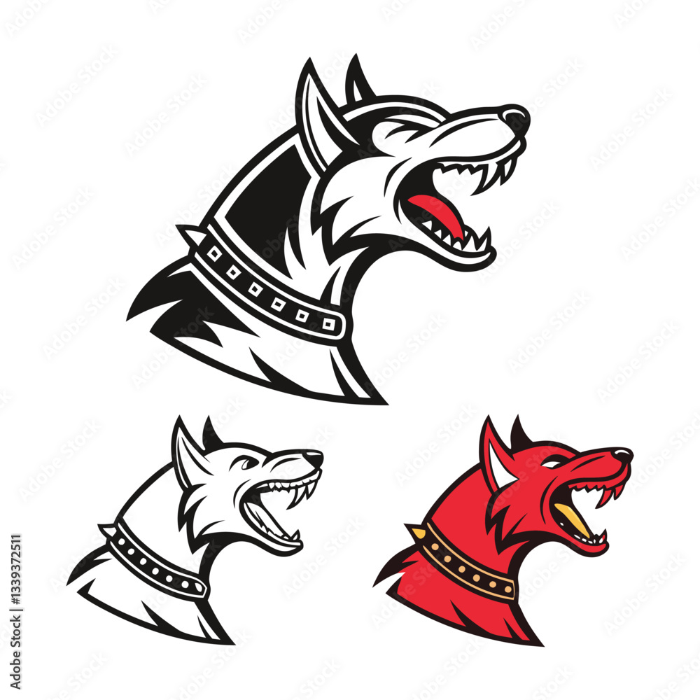Obraz premium Set of Fierce Stylized Wolf Head Mascot Logos in Multiple Colors .