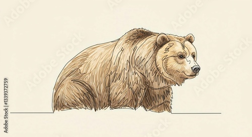 Brown bear Grizzly sketch watercolor