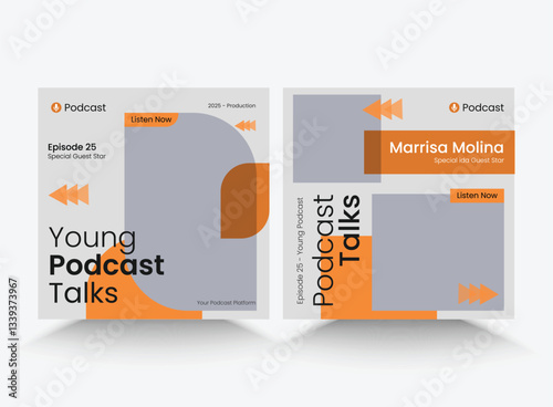 Podcast Instagram Post Template, Study education poster Student flyer with photo square social media banner or post, digital business marketing strategies live webinar Annual Business Conference live 