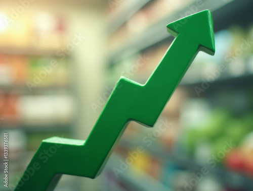 Extreme Close-Up of Upward Arrow Tip Symbolizing Economic Growth